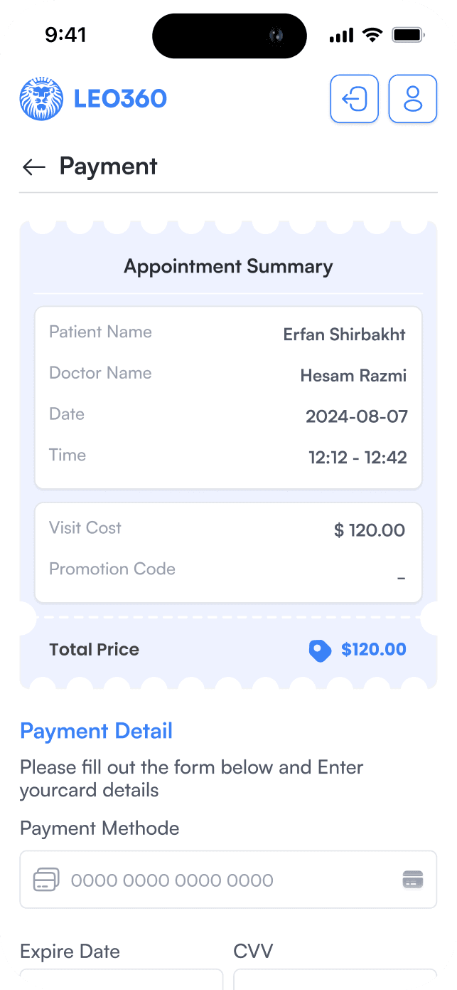 LEO360 payment screen